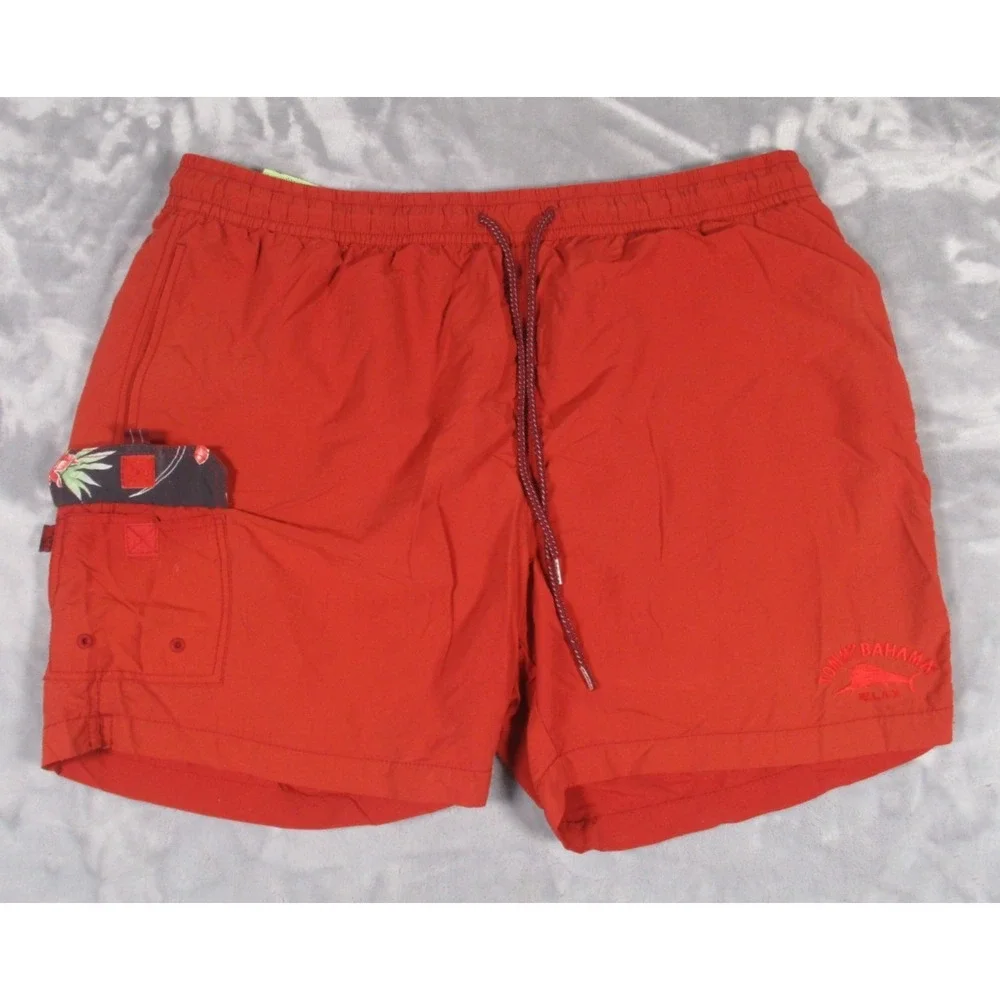 Tommy Bahama Relax Mens XXL Orange Cargo Swim Trunks Board Shorts‎ Mesh Lined